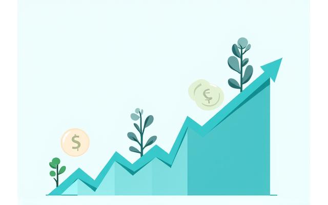 Gráfico de crecimiento financiero con flechas hacia arriba y monedas, simbolizando inversiones.